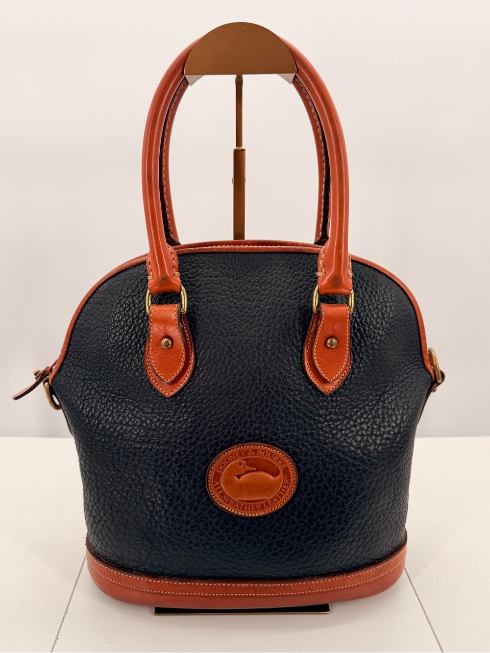 DOONEY & BOURKE Vintage All-Weather Leather Norfolk Satchel Black British Tan